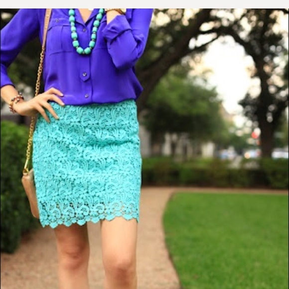 Zara Dresses & Skirts - Turquoise Zara eyelet mini skirt size M
